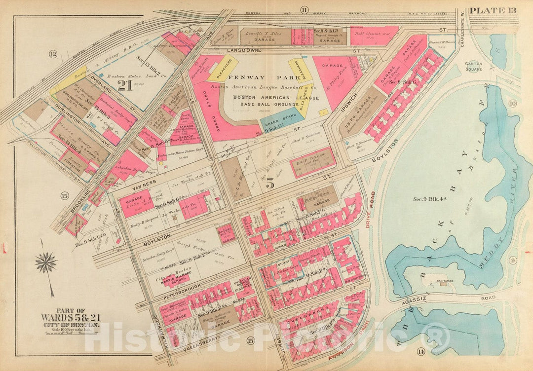 Historical Map, 1931 Atlas of the city of Boston, Roxbury : plate 13, Vintage Wall Art
