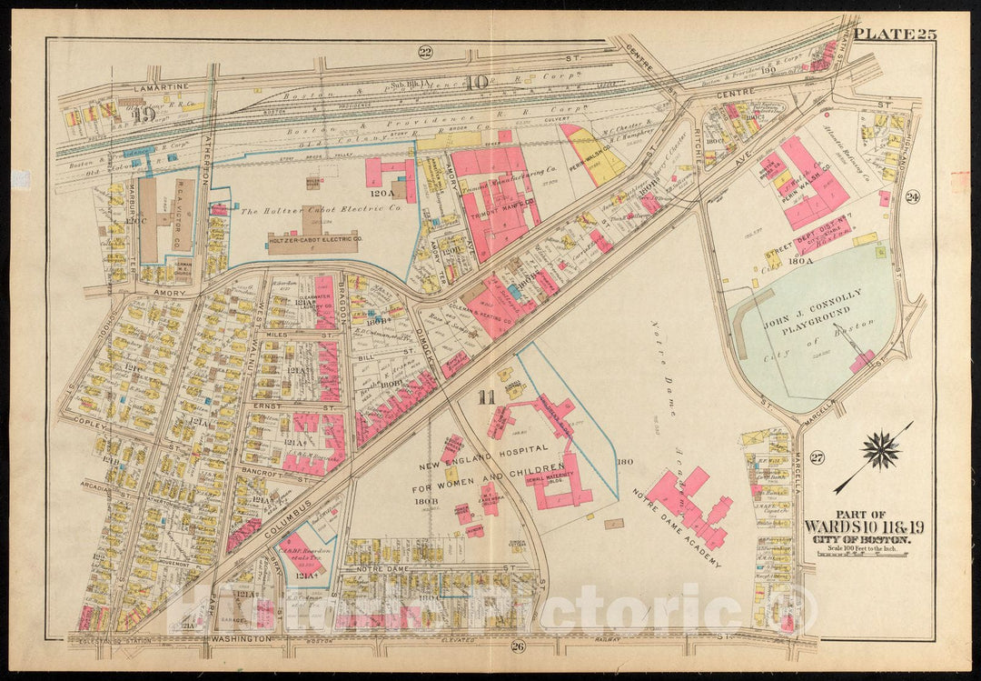 Historical Map, 1931 Atlas of The City of Boston, Roxbury : Plate 25, Vintage Wall Art