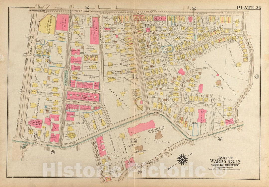 Historical Map, 1931 Atlas of The City of Boston, Roxbury : Plate 26, Vintage Wall Art