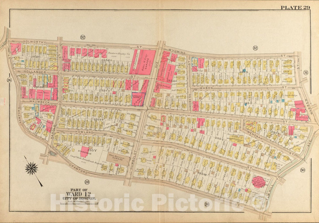 Historical Map, 1931 Atlas of The City of Boston, Roxbury : Plate 29, Vintage Wall Art