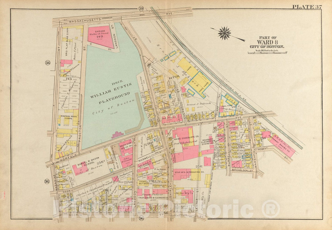 Historical Map, 1931 Atlas of The City of Boston, Roxbury : Plate 37, Vintage Wall Art