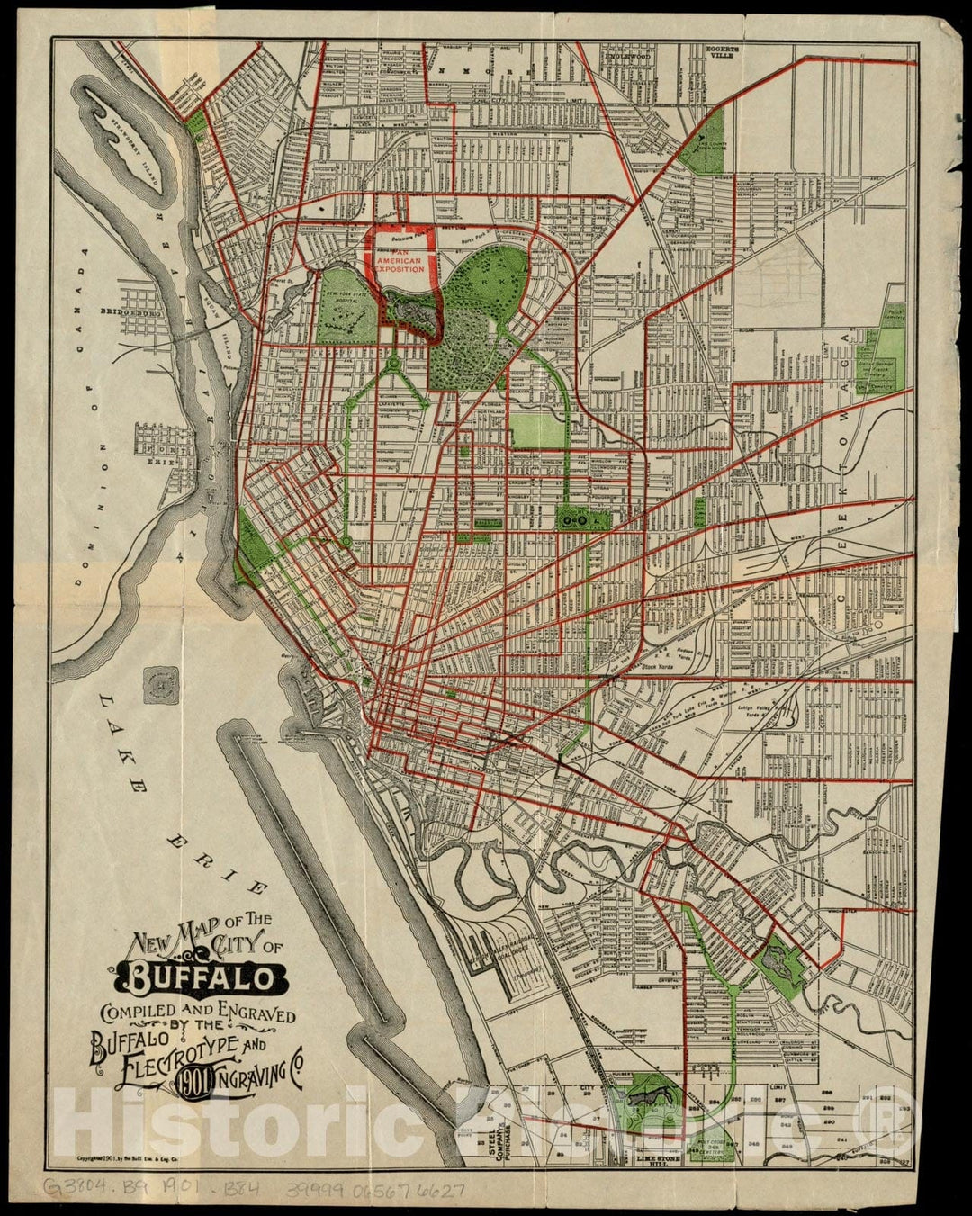 Historical Map, ca. 1901 New map of The City of Buffalo, Vintage Wall Art