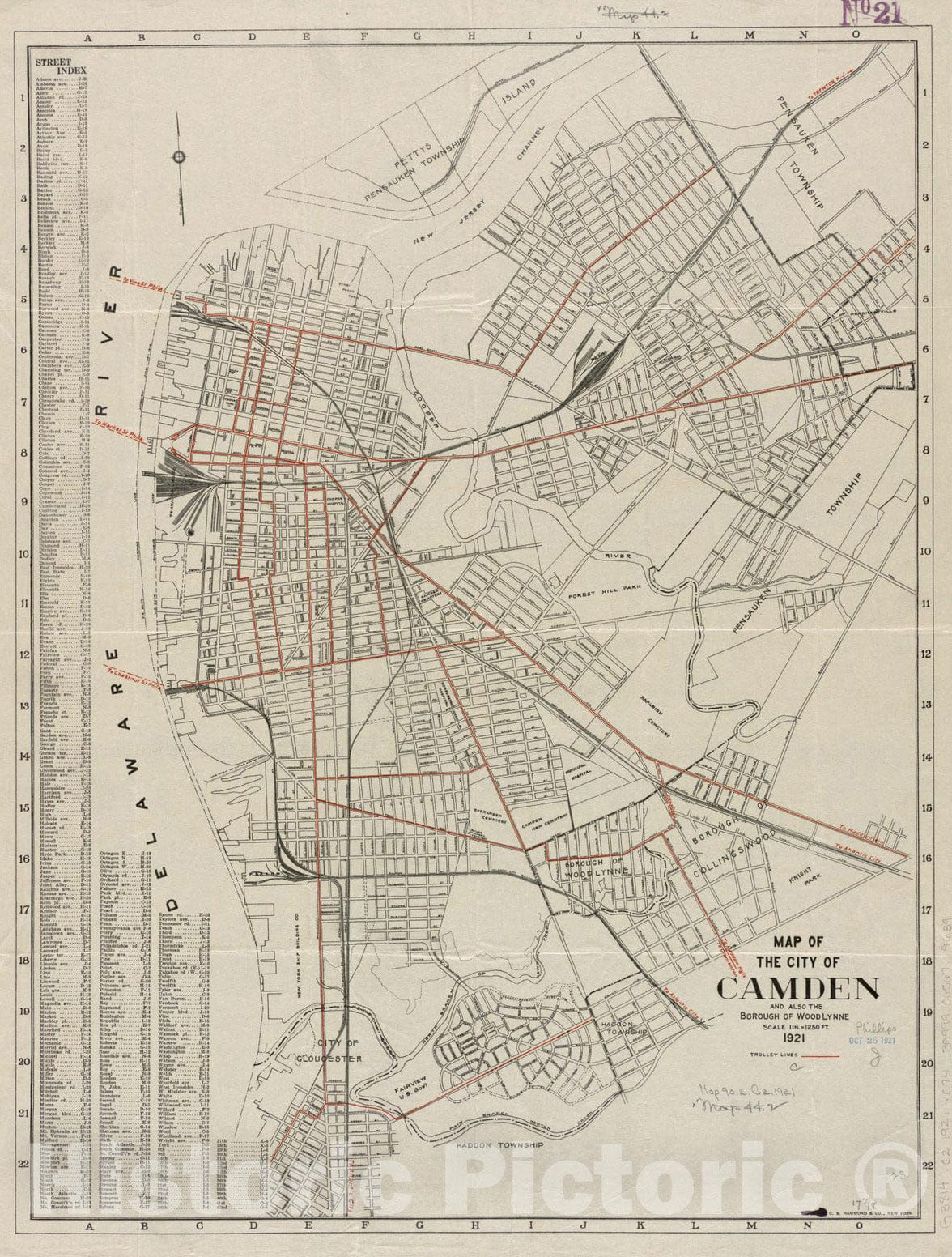 Historical Map, 1921 Map of The City of Camden and Also The Borough of Wood Lynne, Vintage Wall Art