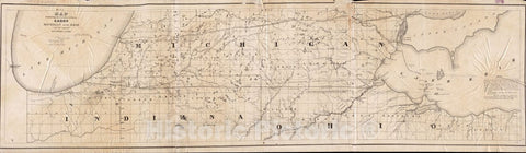 Historical Map, 1835 Map exhibiting the country between Lakes Michigan and Erie, and the contested boundary lines, Vintage Wall Art