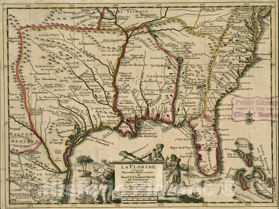 Historical Map, 1713 La Floride, suivant les nouvelles observations de Messrs. de l'Academie des Sciences, etc : augmentees de Nouveau, Vintage Wall Art
