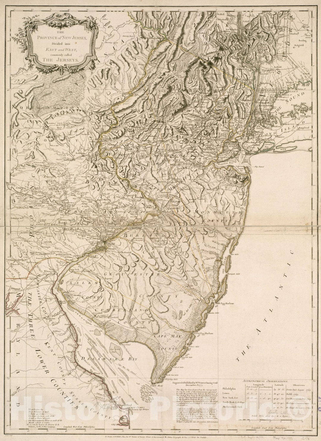 Historical Map, 1778 The province of New Jersey, divided into east and west, commonly called the Jerseys, Vintage Wall Art