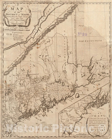 Historical Map, 1795 A map of The District of Maine, Drawn from The Latest surveys and Other Best Authorities, Vintage Wall Art