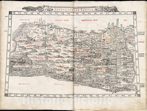 Historical Map, 1511 Tertia Africae Tabula, Vintage Wall Art