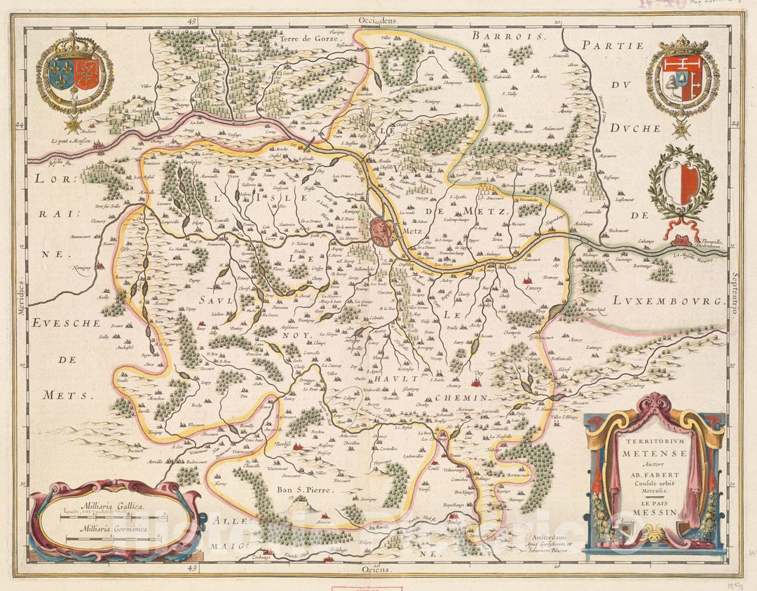 Historical Map, 1635-1655 Territorium Metense = Le pais Messin, Vintage Wall Art