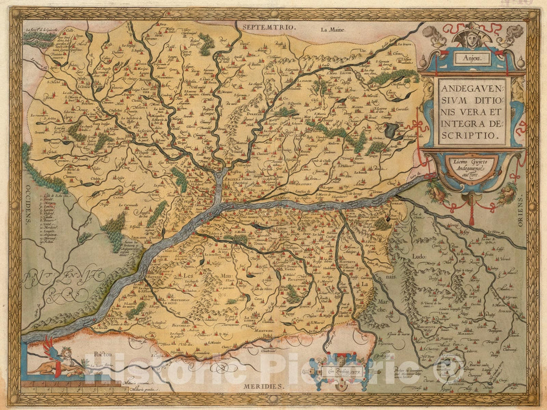 Historical Map, 1579 Anjou : Andegavensium ditionis Vera et Integra descriptio, Vintage Wall Art