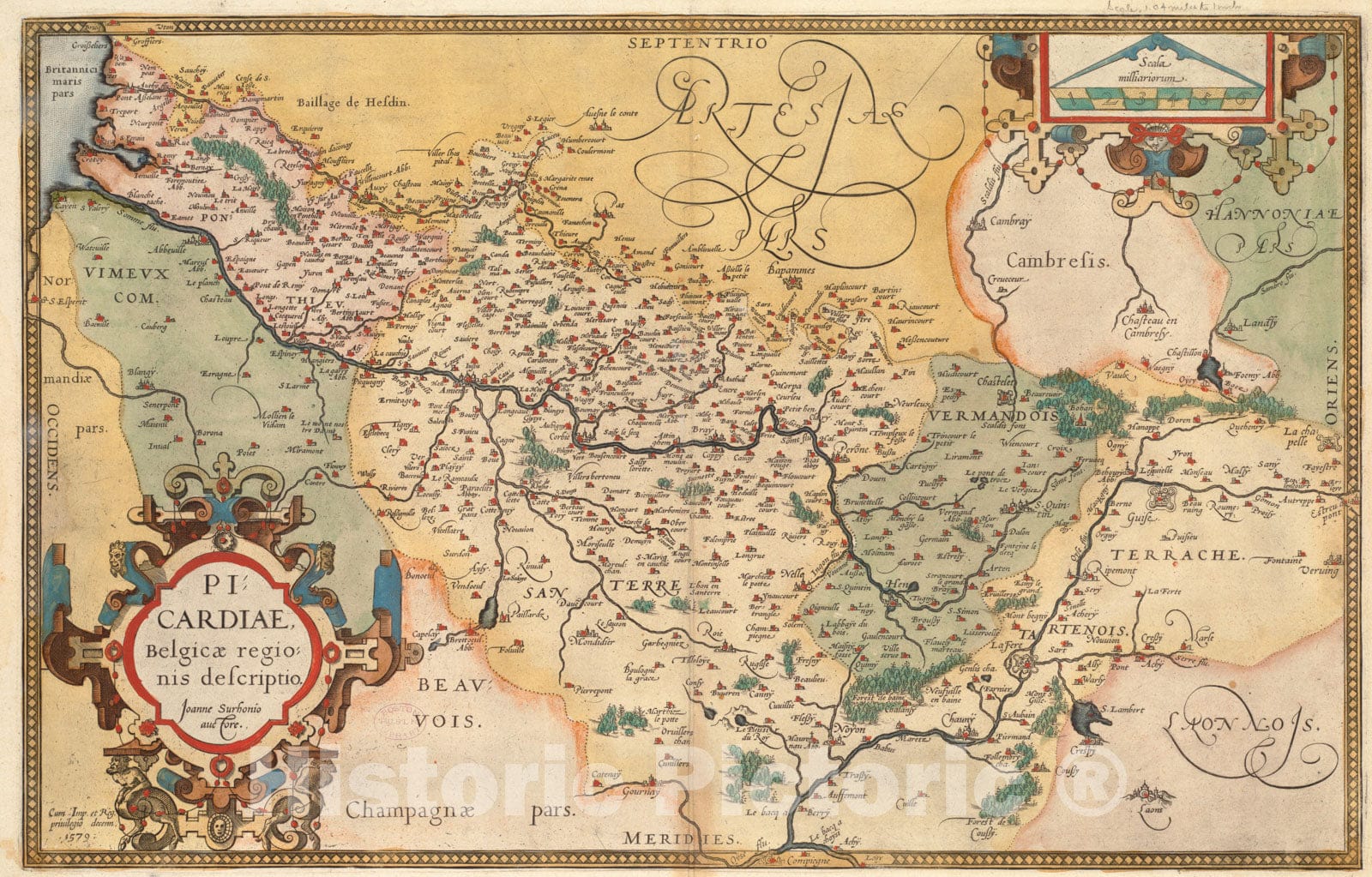 Historical Map, 1592 Picardiae, Belgicae regionis descriptio, Vintage Wall Art
