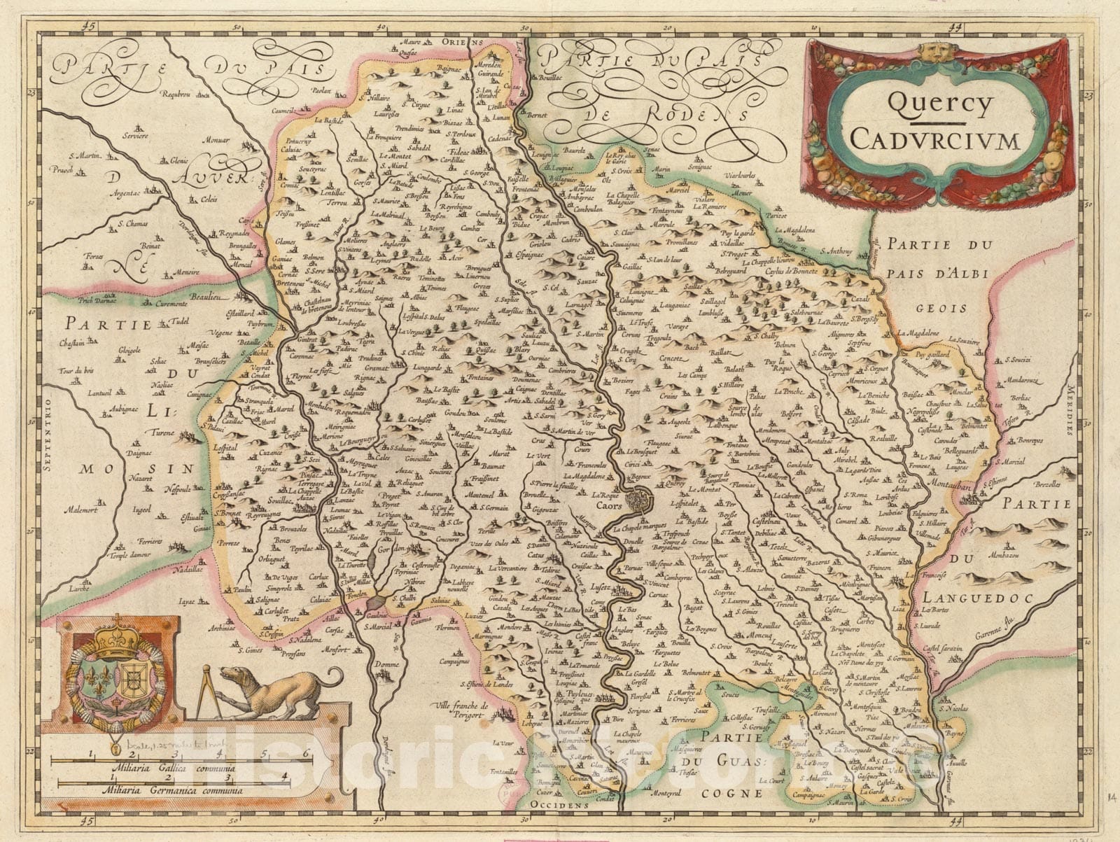 Historical Map, 1633 Quercy : Cadurcium, Vintage Wall Art