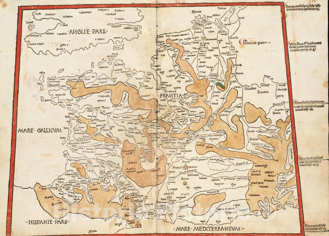 Historical Map, 1482 [Frantia], Vintage Wall Art