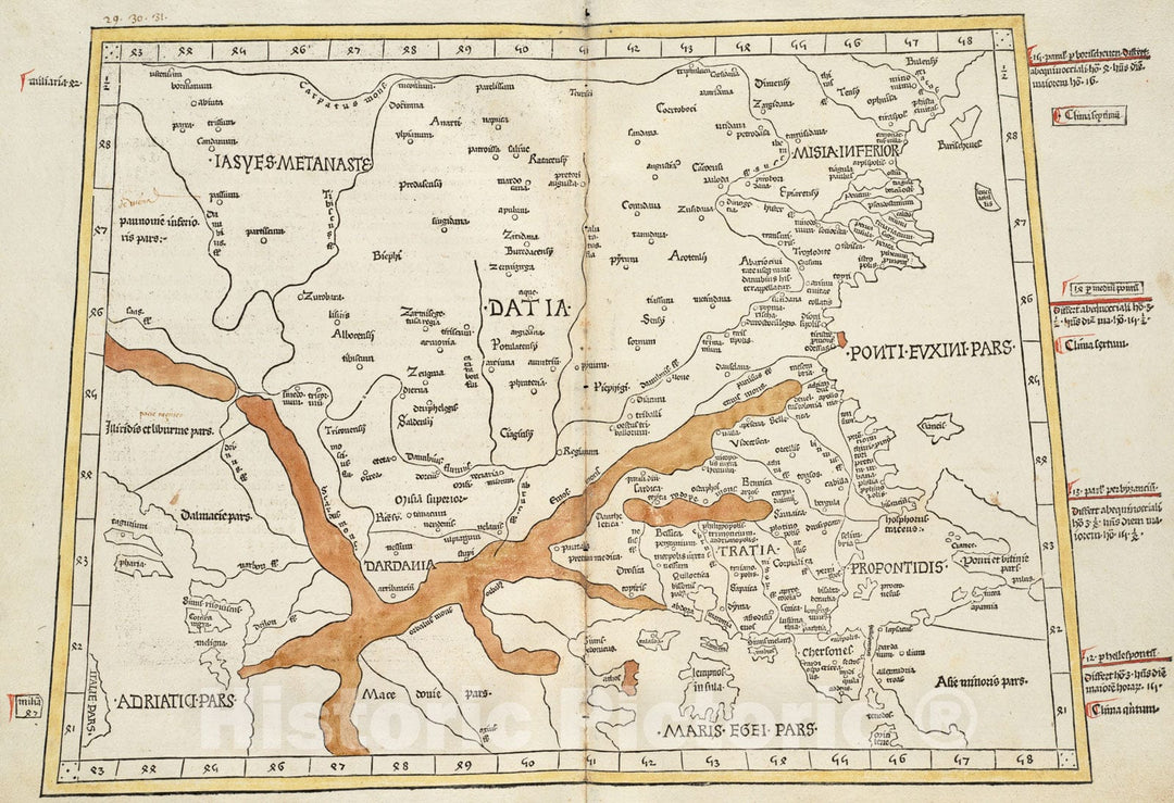 Historical Map, 1482 Nona Europa Tabula continet Iaziges Metanastas, Vintage Wall Art