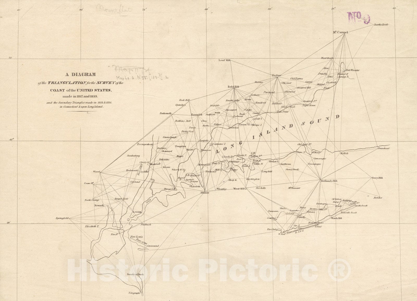 Historical Map, A Diagram of The Triangulation for The Survey of The C ...