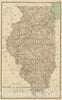 Historical Map, 1878 State of Illinois, Vintage Wall Art
