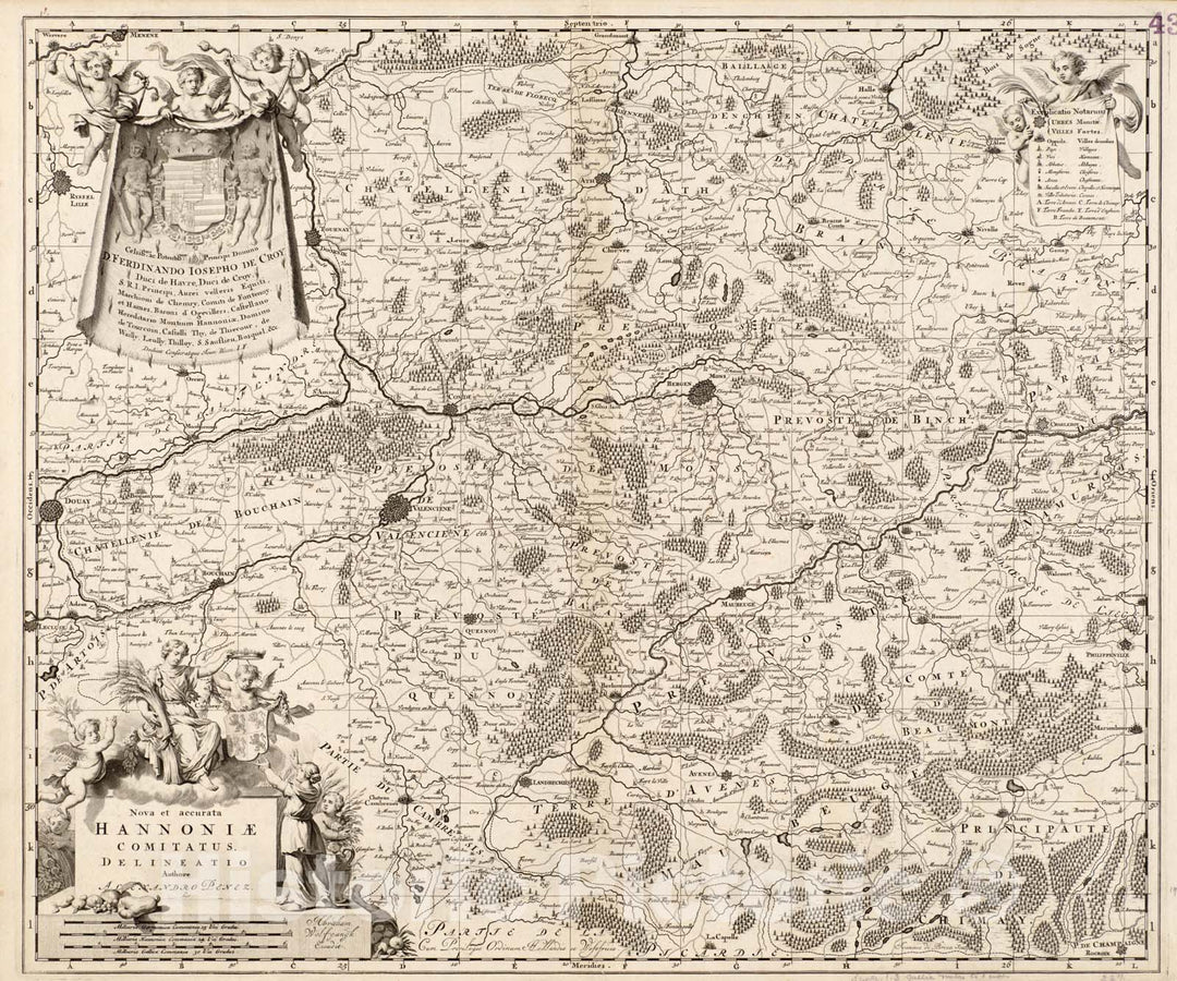 Historical Map, 1680 Nova et accurata Hannoniae Comitatus, Vintage Wall Art
