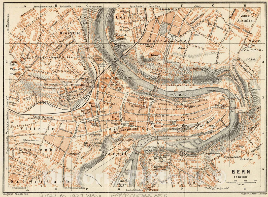 Historical Map, 1927 Bern, Vintage Wall Art
