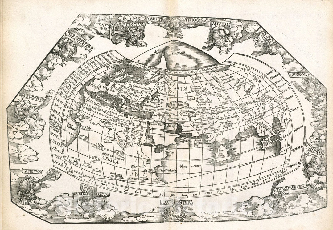 Historical Map, 1525 [The World], Vintage Wall Art
