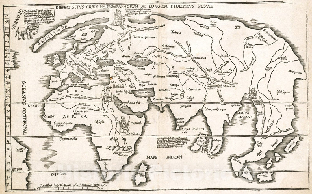 Historical Map, 1525 Tabula Moder. Gronlandiae et Russiae, Vintage Wall Art