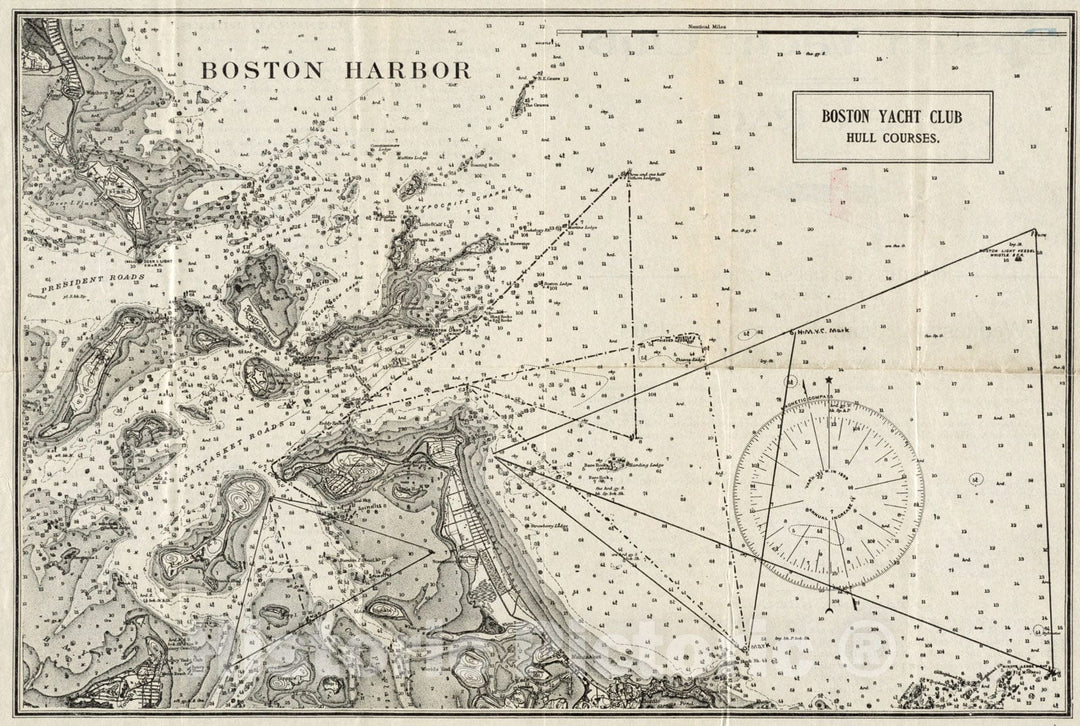 Historical Map, 1903 Boston Harbor, Vintage Wall Art