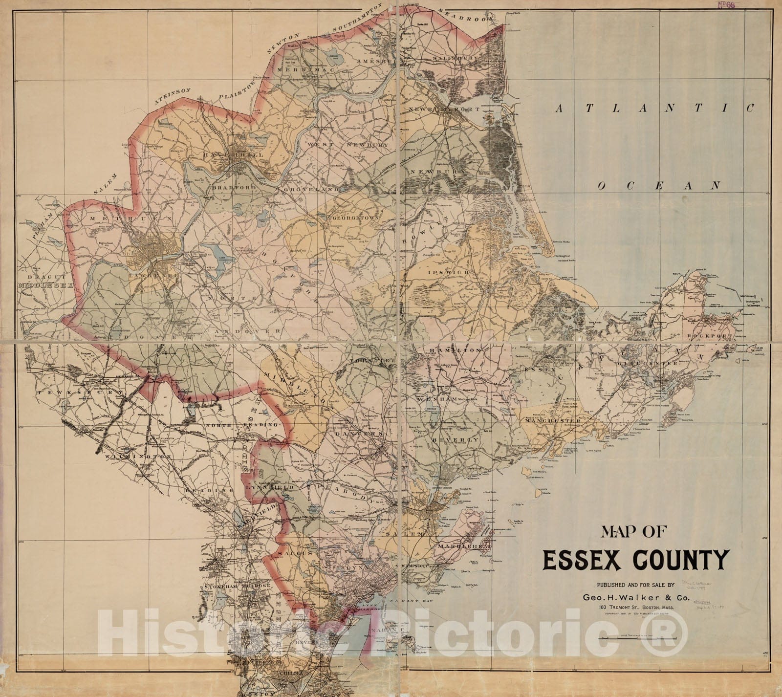 Historical Map, 1891 Map of Essex County, Vintage Wall Art