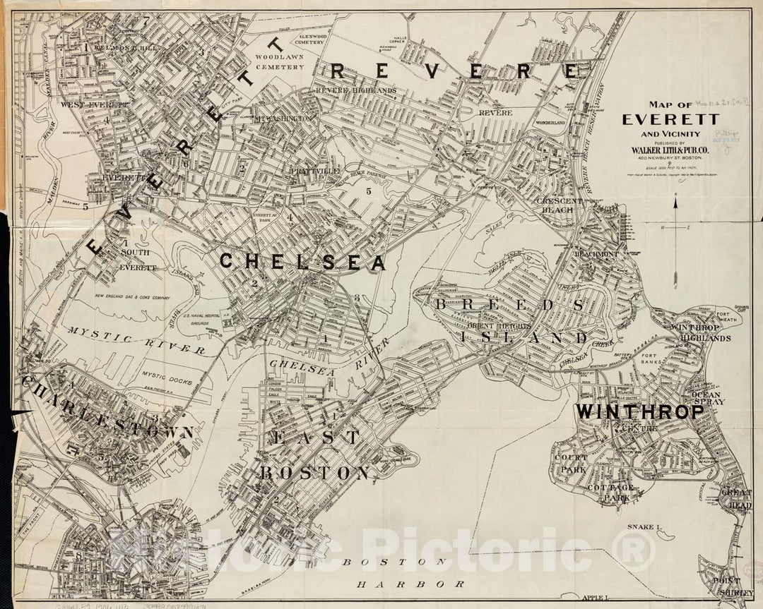 Historical Map, 1906 Map of Everett and vicinity, Vintage Wall Art
