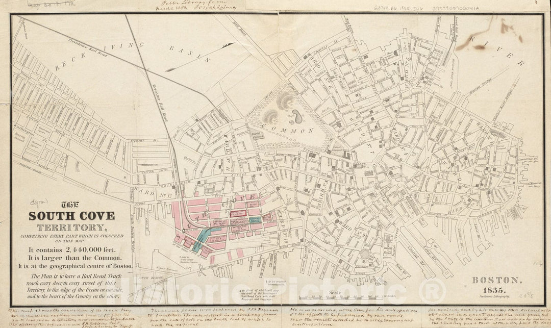 Historical Map, 1835 The South Cove Territory, comprising Every Part which is Coloured on This Historical Map, Vintage Wall Art