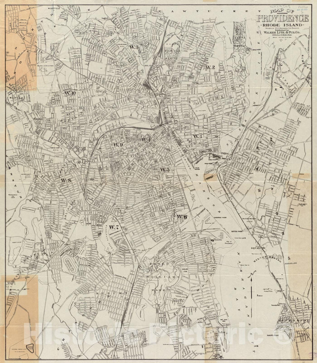 Historical Map, 1915 Map of Providence, Rhode Island, Vintage Wall Art