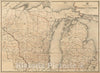 Historical Map, Post Route map of The States of Michigan and Wisconsin with Adjacent Parts of Ohio, Indiana, Illinois, Iowa and Minnesota Showing Post Offices, Vintage Wall Art