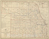 Historical Map, 1895 Post Route map of The States of Kansas and Nebraska Showing Post Offices with The Intermediate Distances and Mail Routes, 1895, Vintage Wall Art