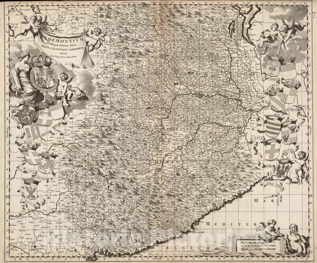Historical Map, 1682 Pedemontium et reliquae ditiones Italiae regiae celsitudini Sabaudicae subditae : Cum regionibus adjacentibus, Vintage Wall Art