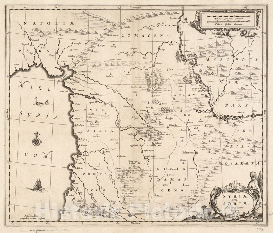 Historical Map, 1664 Syriae sive Soriae : nova et accurata descriptio, Vintage Wall Art