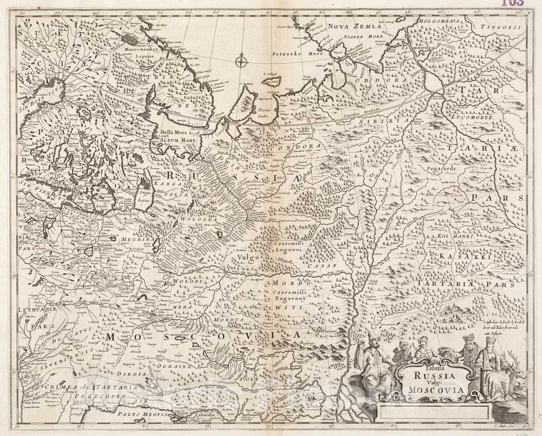 Historical Map, 1688 Tabula Russia vulgo Moscovia, Vintage Wall Art