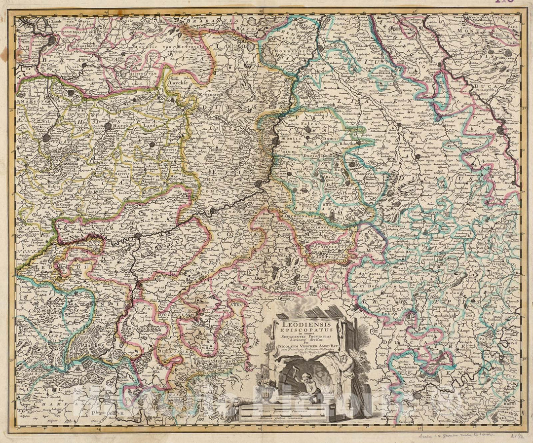 Historical Map, ca. 1677 Leodiensis Episcopatus in omnes subjacentes provincias distincte divisus, Vintage Wall Art