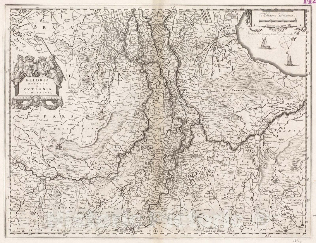 Historical Map, 1662 Geldria ducatus, et Zutfania Comitatus, Vintage Wall Art