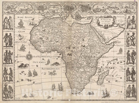 Historical Map, 1630 Africae nova descriptio, Vintage Wall Art