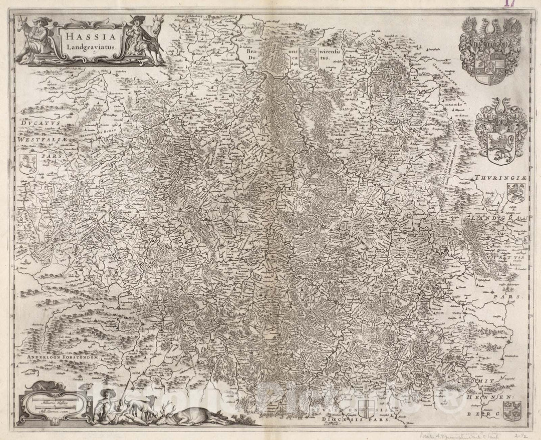 Historical Map, 1645 Hassia Landgraviatus, Vintage Wall Art