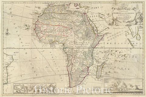 Historical Map, 1750-1759 to The Right Honourable Charles, Earl of Peterborow, and Monmouth, et Cetera. This map of Africa, According to ye Newest and Most Exact observations Reprint