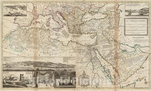 Historical Map, 1752-1763 The Turkish Empire in Europe, Asia and Africa, dividid into All its Governments, Together with The Other Territories That are Tributary to it, Vintage Wall Art
