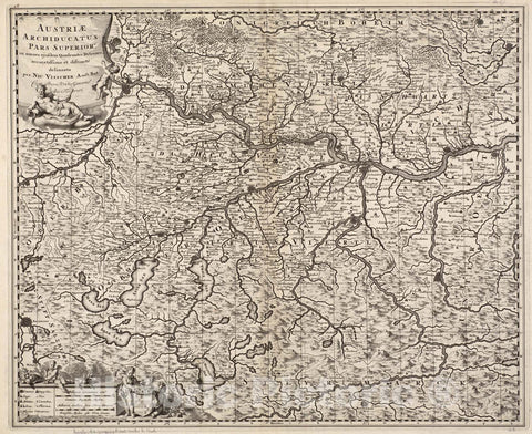 Historical Map, 1698 Austriae archiducatus pars superior in omnes ejusdem quadrantes ditiones accuratissime et distincte delineata, Vintage Wall Art