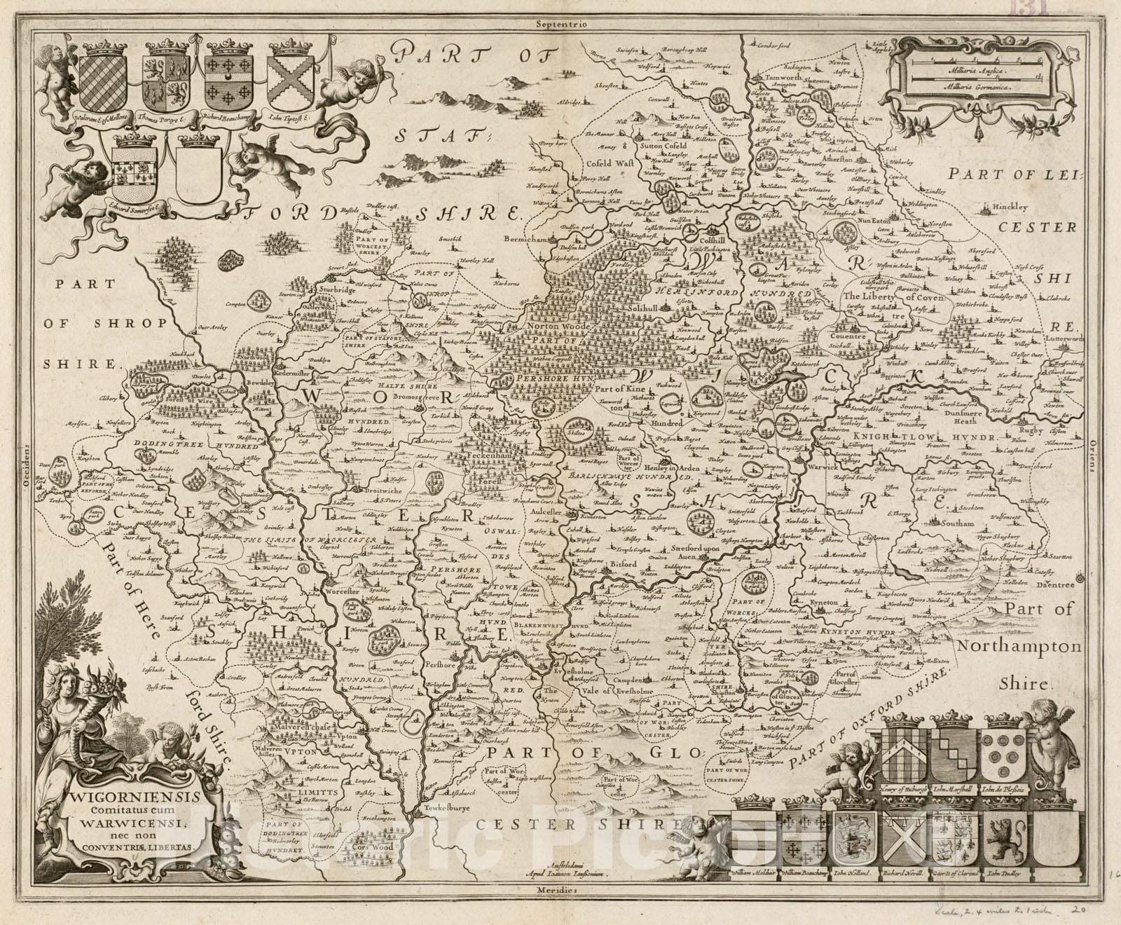 Comitatus Historical Map, 1646 Wigorniensis Comitatus Cum Warwicensi, NEC Non Co ...