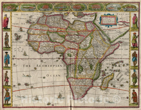 Historical Map, 1662 Africa, described, The Manners of Their Habits and Buildings, Newly Done into English, Vintage Wall Art