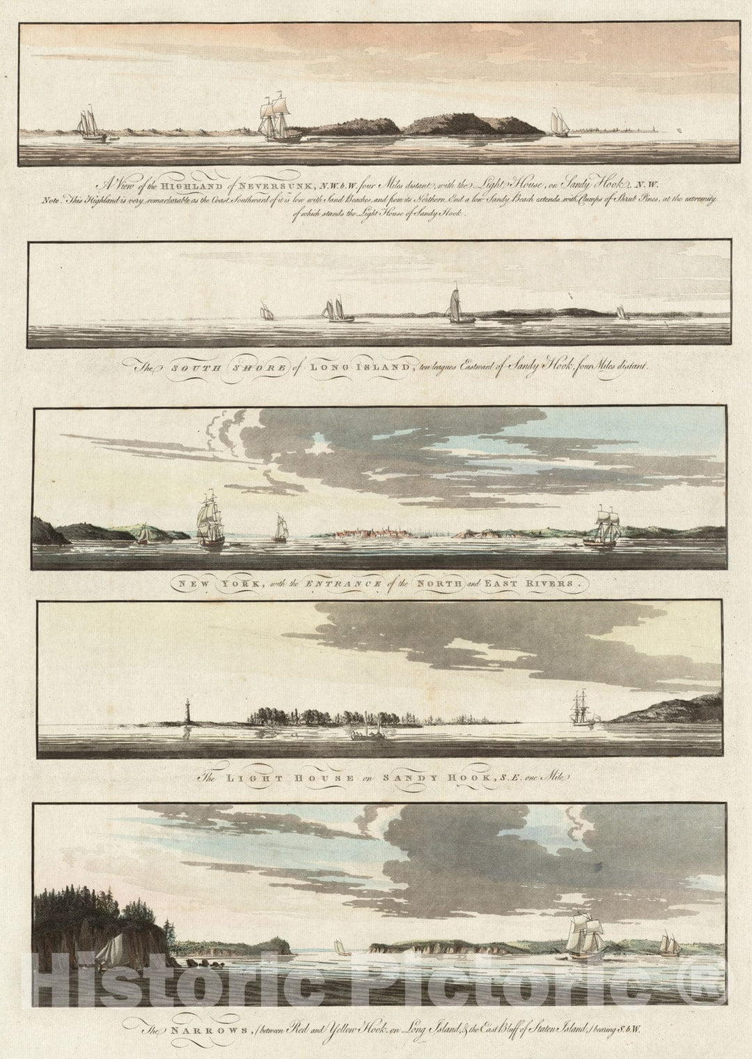 Historical Map, 1777 [Views of The Entrance to New York Harbor], Vintage Wall Art