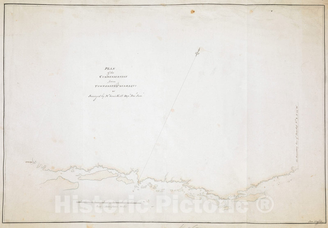 Historical Map, 1783 Plan of The Communication from Township No 8 to CATARAQUI as Surveyed by M.r Louis Kott Dep.t Prov.l Surv, Vintage Wall Art