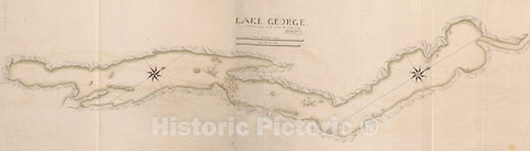 Historical Map, 1756 Lake George, Vintage Wall Art