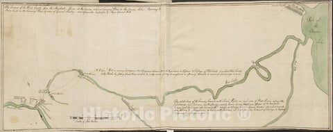 Historical Map, 1758 The Course of the Wood Creek from the Mowhock River at the Onoida or Great Carrying Place to The Onoida Lake, Vintage Wall Art