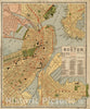 Historical Map, 1900-1905 Guide map of Boston, Vintage Wall Art