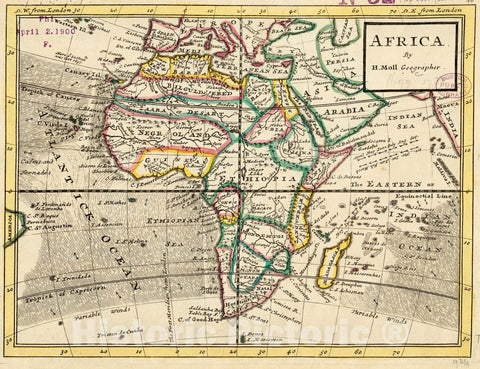 Historical Map, 1732-1736 Africa, Vintage Wall Art