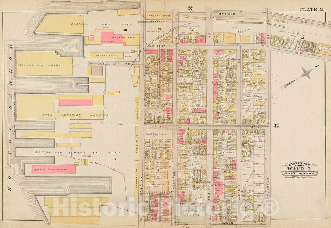 Historical Map, 1884 Atlas of The City of Boston : South & East Boston : Plate M, Vintage Wall Art